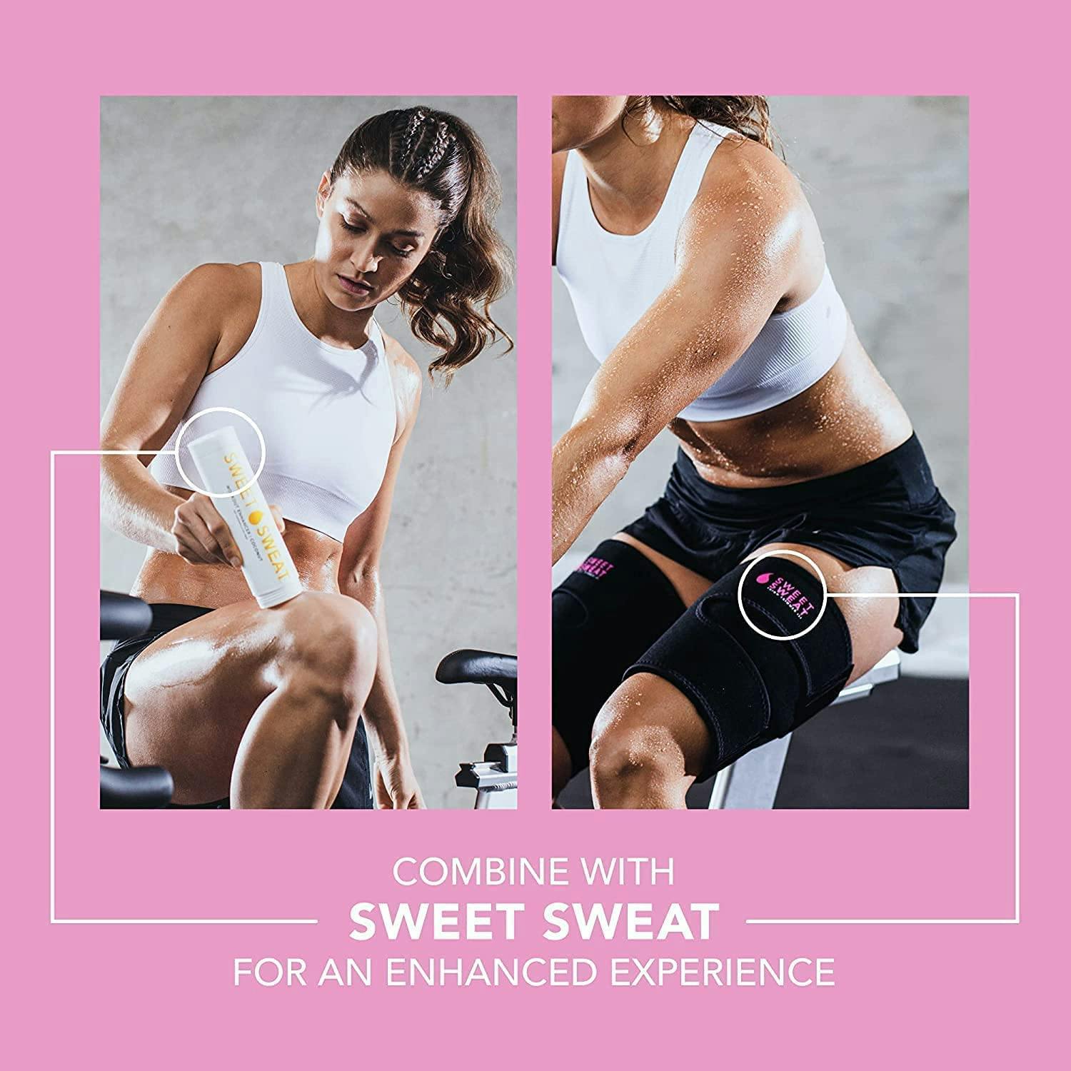 Sweet Sweat® Toned Thigh Trimmer infographic.