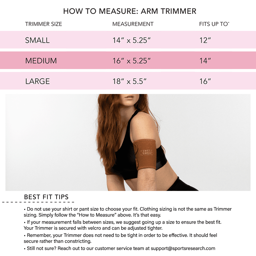 Sweet sweat trimmer size chart hot sale